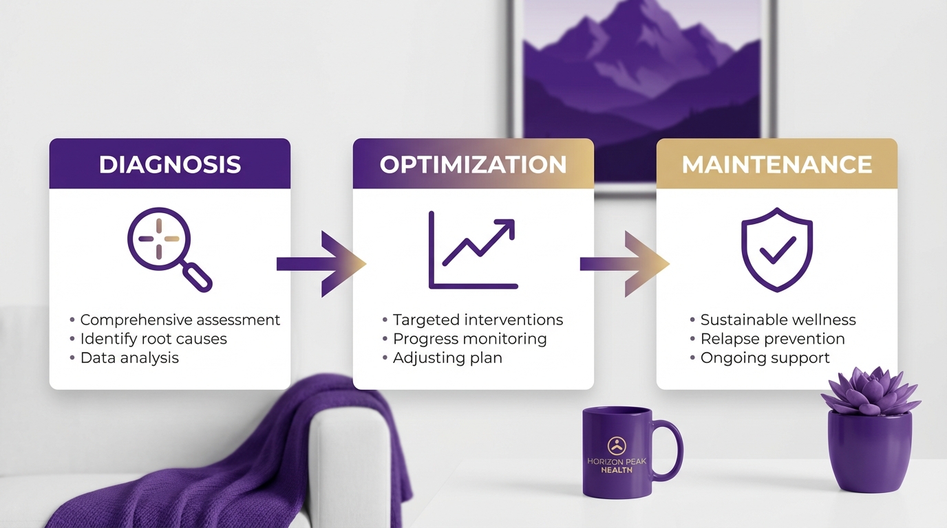 Three-phase treatment model: Intensive Diagnosis, Optimization, and Maintenance